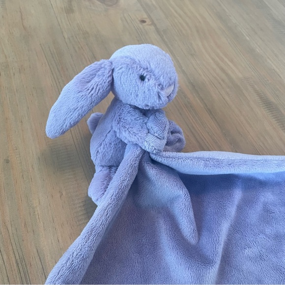 Jellycat Lovey Bashful Bunny Purple Security Blanket Infant Toy Soft Rare - Picture 2 of 6